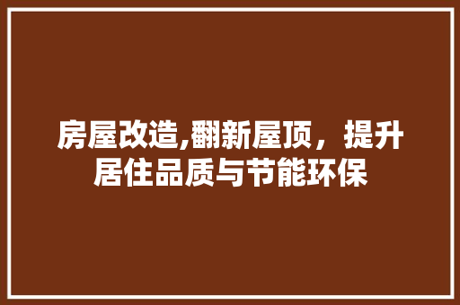 房屋改造,翻新屋顶，提升居住品质与节能环保