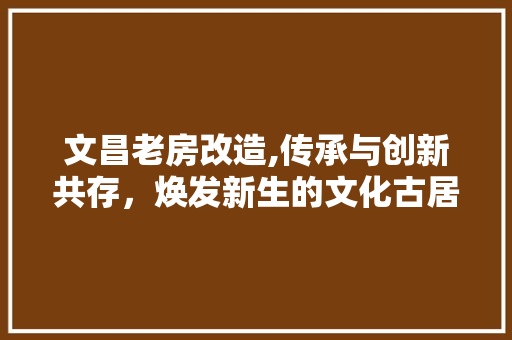 文昌老房改造,传承与创新共存，焕发新生的文化古居