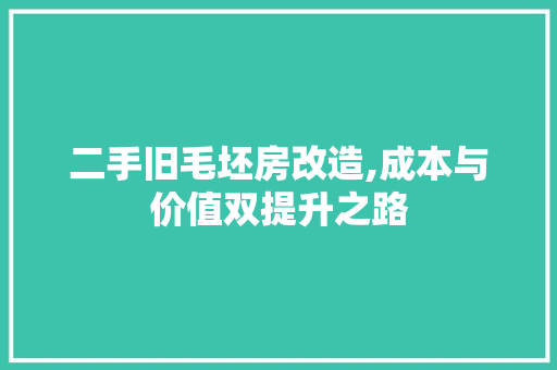 二手旧毛坯房改造,成本与价值双提升之路 装修材料