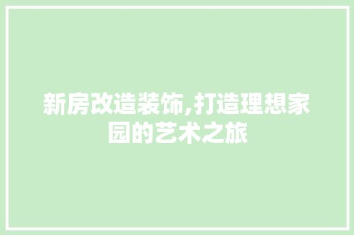 新房改造装饰,打造理想家园的艺术之旅 隔断设计