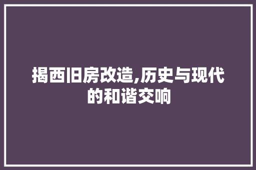 揭西旧房改造,历史与现代的和谐交响