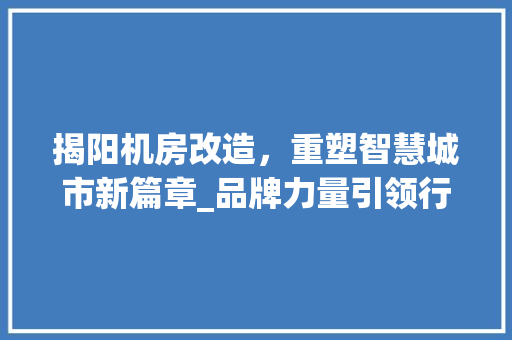 揭阳机房改造,重塑智慧城市新篇章_品牌力量引领行业革新