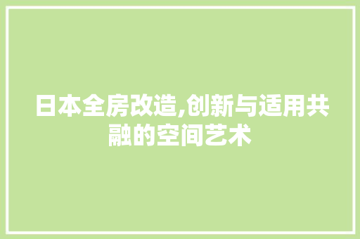 日本全房改造,创新与适用共融的空间艺术