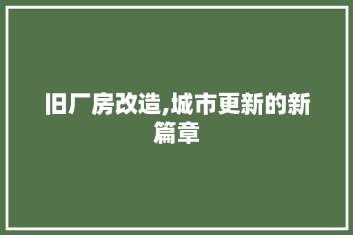 旧厂房改造,城市更新的新篇章 地面装修