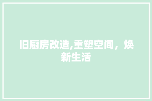 旧厨房改造,重塑空间，焕新生活
