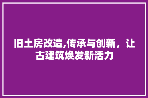 旧土房改造,传承与创新，让古建筑焕发新活力