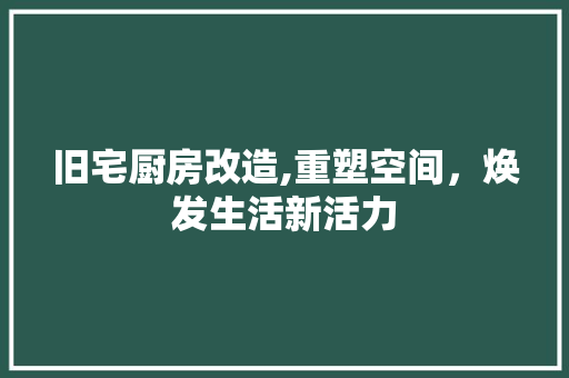 旧宅厨房改造,重塑空间，焕发生活新活力