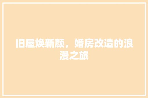 旧屋焕新颜，婚房改造的浪漫之旅