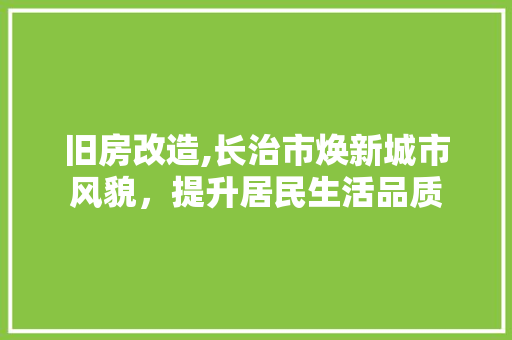 旧房改造,长治市焕新城市风貌，提升居民生活品质