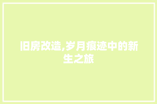 旧房改造,岁月痕迹中的新生之旅