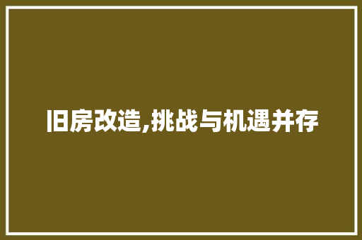 旧房改造,挑战与机遇并存