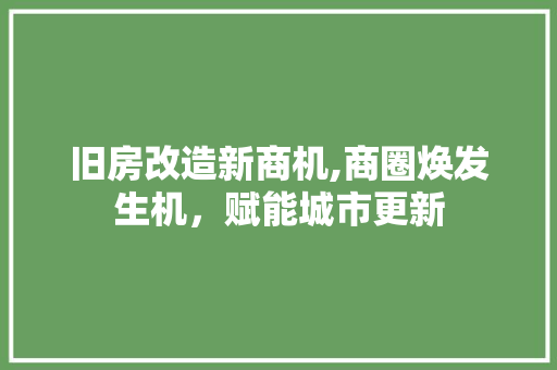 旧房改造新商机,商圈焕发生机，赋能城市更新