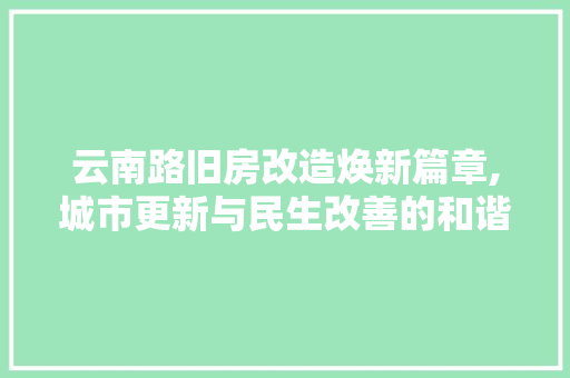 云南路旧房改造焕新篇章,城市更新与民生改善的和谐共鸣 隔断设计 云南路旧房改造焕新篇章,城市更新与民生改善的和谐共鸣 隔断设计