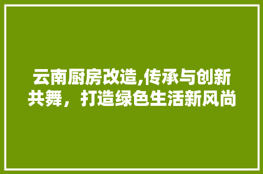 云南厨房改造,传承与创新共舞，打造绿色生活新风尚
