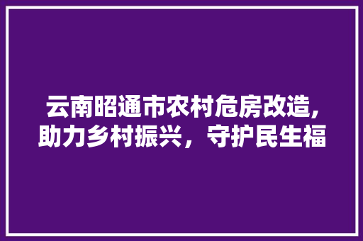 云南昭通市农村危房改造,助力乡村振兴，守护民生福祉