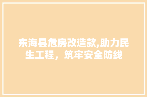 东海县危房改造款,助力民生工程，筑牢安全防线