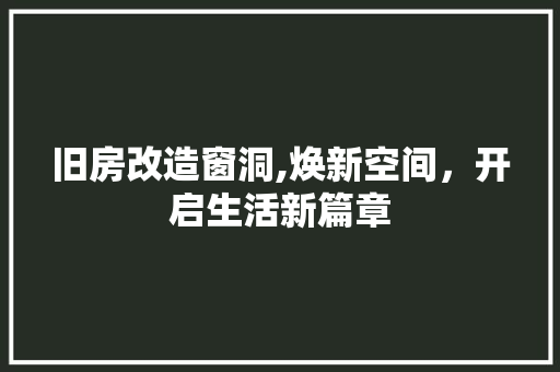 旧房改造窗洞,焕新空间，开启生活新篇章