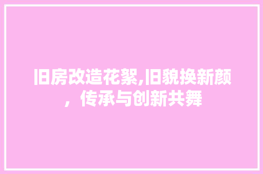 旧房改造花絮,旧貌换新颜，传承与创新共舞