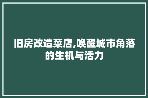 旧房改造菜店,唤醒城市角落的生机与活力