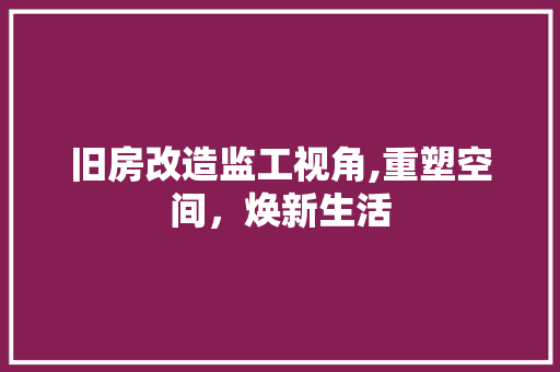 旧房改造监工视角,重塑空间，焕新生活