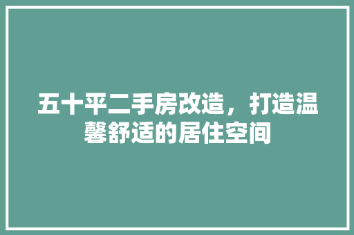 五十平二手房改造，打造温馨舒适的居住空间
