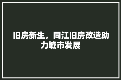 旧房新生，同江旧房改造助力城市发展 建筑设计