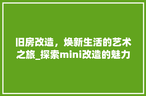 旧房改造，焕新生活的艺术之旅_探索mini改造的魅力