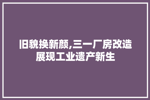 旧貌换新颜,三一厂房改造展现工业遗产新生