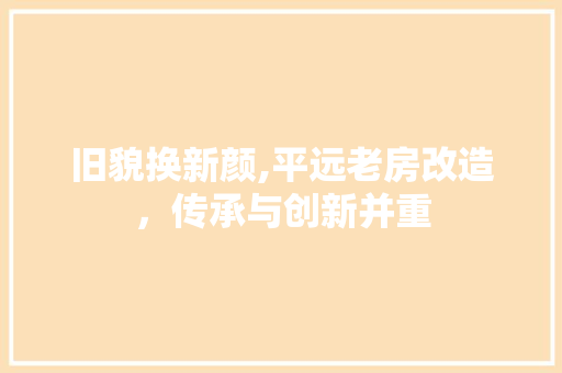 旧貌换新颜,平远老房改造，传承与创新并重