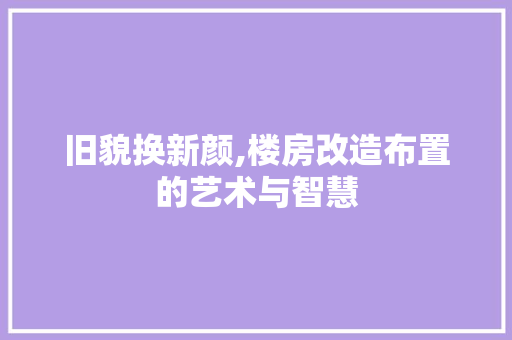 旧貌换新颜,楼房改造布置的艺术与智慧