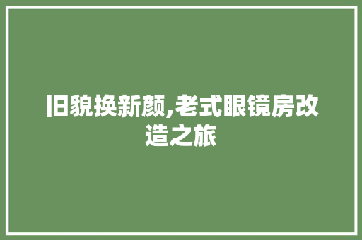 旧貌换新颜,老式眼镜房改造之旅 装修攻略