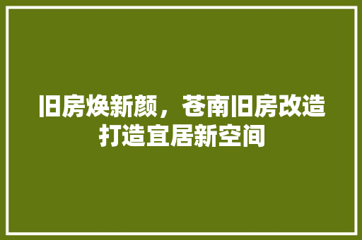 旧房焕新颜，苍南旧房改造打造宜居新空间 庭院装修