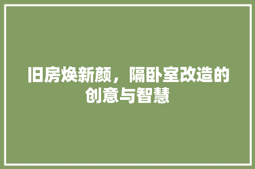 旧房焕新颜，隔卧室改造的创意与智慧