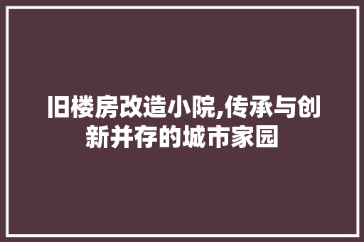 旧楼房改造小院,传承与创新并存的城市家园