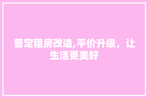 普定租房改造,平价升级，让生活更美好