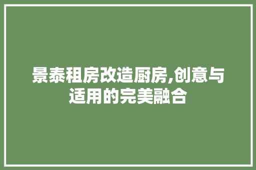 景泰租房改造厨房,创意与适用的完美融合 隔断设计
