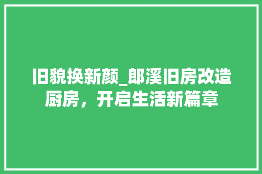 旧貌换新颜_郎溪旧房改造厨房，开启生活新篇章