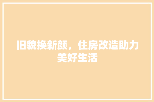 旧貌换新颜，住房改造助力美好生活