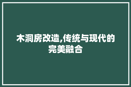 木洞房改造,传统与现代的完美融合