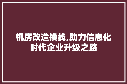 机房改造换线,助力信息化时代企业升级之路