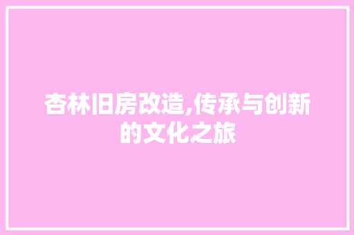 杏林旧房改造,传承与创新的文化之旅