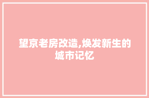 望京老房改造,焕发新生的城市记忆