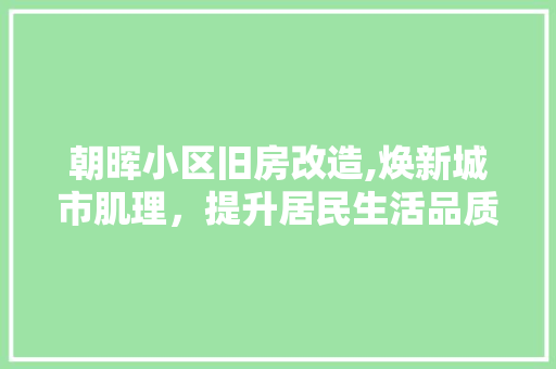 朝晖小区旧房改造,焕新城市肌理，提升居民生活品质
