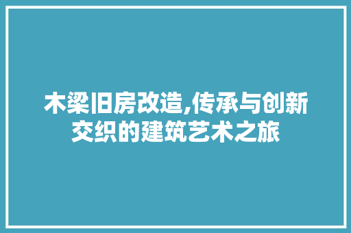 木梁旧房改造,传承与创新交织的建筑艺术之旅 建筑设计 木梁旧房改造,传承与创新交织的建筑艺术之旅 建筑设计