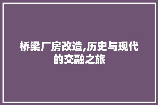 桥梁厂房改造,历史与现代的交融之旅