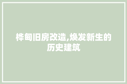 桦甸旧房改造,焕发新生的历史建筑 装修材料
