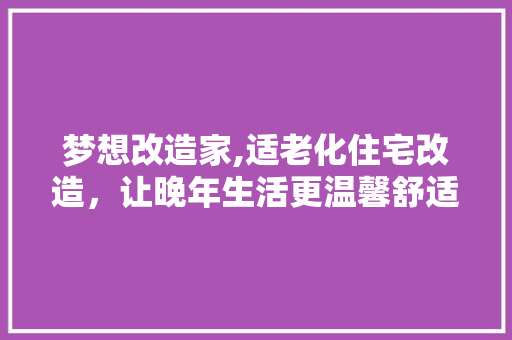 梦想改造家,适老化住宅改造，让晚年生活更温馨舒适