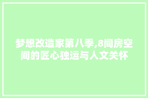 梦想改造家第八季,8间房空间的匠心独运与人文关怀 景观设计