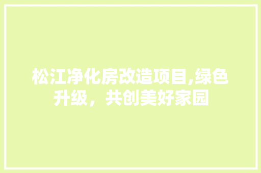 松江净化房改造项目,绿色升级，共创美好家园