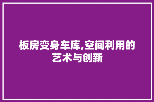 板房变身车库,空间利用的艺术与创新